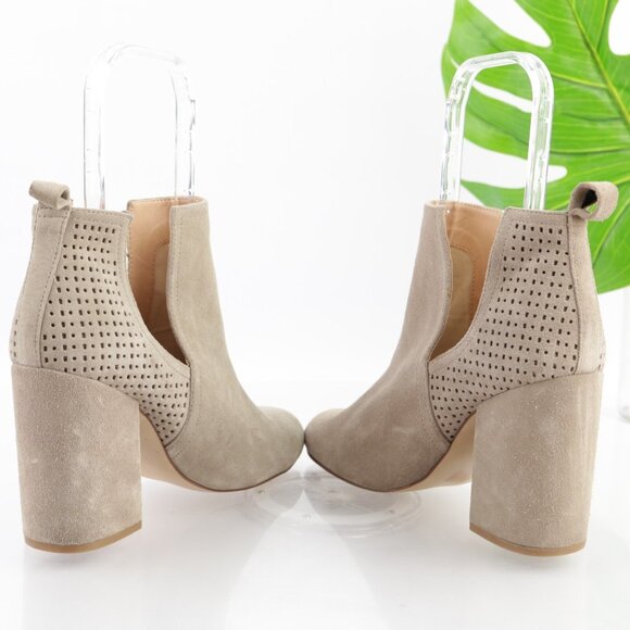 Steve Madden Womens Nomad Boot Size 9.5 Gray Suede Perf Cutout Block Heel Bootie - Picture 6 of 10